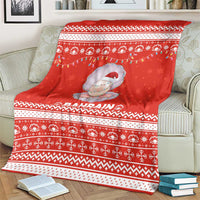 Bahrain Christmas Blanket with Pearl Shell Design Red Snowflake Pattern and Holiday Lights - Wonder Print Shop