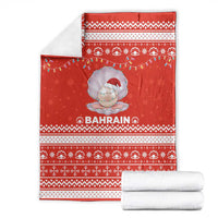 Bahrain Christmas Blanket with Pearl Shell Design Red Snowflake Pattern and Holiday Lights - Wonder Print Shop