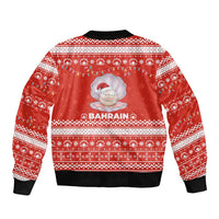 Bahrain Christmas Bomber Jacket with Pearl Shell Design Red Snowflake Pattern and Holiday Lights - Wonder Print Shop