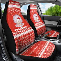 Bahrain Christmas Car Seat Cover with Pearl Shell Design Red Snowflake Pattern and Holiday Lights - Wonder Print Shop