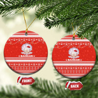 Bahrain Christmas Ceramic Ornament with Pearl Shell Design Red Snowflake Pattern and Holiday Lights - Wonder Print Shop