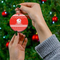 Bahrain Christmas Ceramic Ornament with Pearl Shell Design Red Snowflake Pattern and Holiday Lights - Wonder Print Shop
