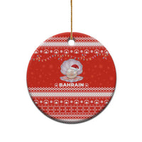 Bahrain Christmas Ceramic Ornament with Pearl Shell Design Red Snowflake Pattern and Holiday Lights - Wonder Print Shop
