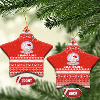 Bahrain Christmas Ceramic Ornament with Pearl Shell Design Red Snowflake Pattern and Holiday Lights - Wonder Print Shop
