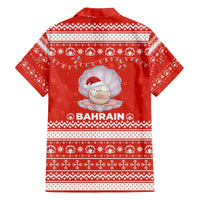 Bahrain Christmas Family Matching Off The Shoulder Long Sleeve Dress and Hawaiian Shirt with Pearl Shell Design Red Snowflake Pattern and Holiday Lights - Wonder Print Shop