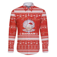 Bahrain Christmas Family Matching Short Sleeve Bodycon Dress and Hawaiian Shirt with Pearl Shell Design Red Snowflake Pattern and Holiday Lights - Wonder Print Shop