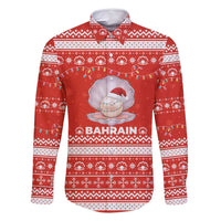 Bahrain Christmas Family Matching Summer Maxi Dress and Hawaiian Shirt with Pearl Shell Design Red Snowflake Pattern and Holiday Lights - Wonder Print Shop