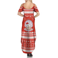 Bahrain Christmas Family Matching Summer Maxi Dress and Hawaiian Shirt with Pearl Shell Design Red Snowflake Pattern and Holiday Lights - Wonder Print Shop