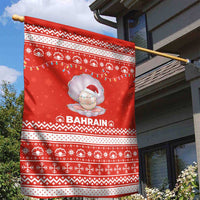 Bahrain Christmas Garden Flag with Pearl Shell Design Red Snowflake Pattern and Holiday Lights - Wonder Print Shop