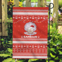 Bahrain Christmas Garden Flag with Pearl Shell Design Red Snowflake Pattern and Holiday Lights - Wonder Print Shop