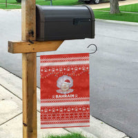 Bahrain Christmas Garden Flag with Pearl Shell Design Red Snowflake Pattern and Holiday Lights - Wonder Print Shop