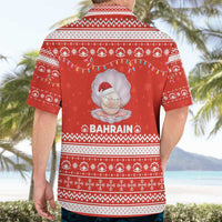 Bahrain Christmas Hawaiian Shirt with Pearl Shell Design Red Snowflake Pattern and Holiday Lights - Wonder Print Shop