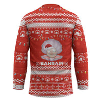 Bahrain Christmas Hockey Jersey with Pearl Shell Design Red Snowflake Pattern and Holiday Lights - Wonder Print Shop