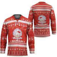 Bahrain Christmas Hockey Jersey with Pearl Shell Design Red Snowflake Pattern and Holiday Lights - Wonder Print Shop