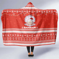 Bahrain Christmas Hooded Blanket with Pearl Shell Design Red Snowflake Pattern and Holiday Lights - Wonder Print Shop