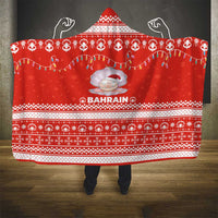 Bahrain Christmas Hooded Blanket with Pearl Shell Design Red Snowflake Pattern and Holiday Lights - Wonder Print Shop