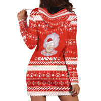 Bahrain Christmas Hoodie Dress with Pearl Shell Design Red Snowflake Pattern and Holiday Lights - Wonder Print Shop