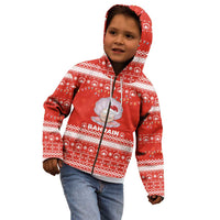 Bahrain Christmas Kid Hoodie with Pearl Shell Design Red Snowflake Pattern and Holiday Lights - Wonder Print Shop