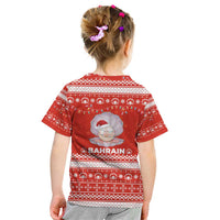Bahrain Christmas Kid T Shirt with Pearl Shell Design Red Snowflake Pattern and Holiday Lights - Wonder Print Shop