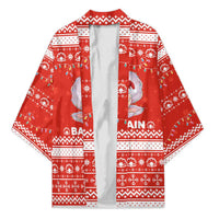Bahrain Christmas Kimono with Pearl Shell Design Red Snowflake Pattern and Holiday Lights - Wonder Print Shop