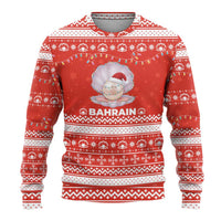 Bahrain Christmas Ugly Christmas Sweater with Pearl Shell Design Red Snowflake Pattern and Holiday Lights - Wonder Print Shop