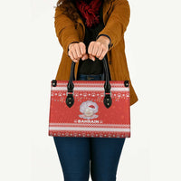 Bahrain Christmas Leather Bag with Pearl Shell Design Red Snowflake Pattern and Holiday Lights - Wonder Print Shop