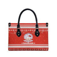 Bahrain Christmas Leather Bag with Pearl Shell Design Red Snowflake Pattern and Holiday Lights - Wonder Print Shop