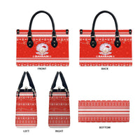 Bahrain Christmas Leather Bag with Pearl Shell Design Red Snowflake Pattern and Holiday Lights - Wonder Print Shop