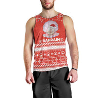Bahrain Christmas Men Tank Top with Pearl Shell Design Red Snowflake Pattern and Holiday Lights - Wonder Print Shop