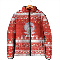 Bahrain Christmas Padded Jacket with Pearl Shell Design Red Snowflake Pattern and Holiday Lights - Wonder Print Shop