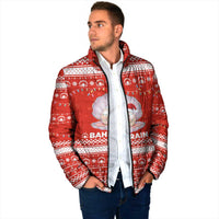 Bahrain Christmas Padded Jacket with Pearl Shell Design Red Snowflake Pattern and Holiday Lights - Wonder Print Shop