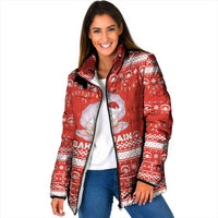 Bahrain Christmas Padded Jacket with Pearl Shell Design Red Snowflake Pattern and Holiday Lights - Wonder Print Shop