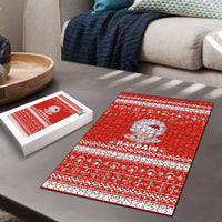 Bahrain Christmas Puzzle with Pearl Shell Design Red Snowflake Pattern and Holiday Lights - Wonder Print Shop