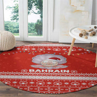 Bahrain Christmas Round Carpet with Pearl Shell Design Red Snowflake Pattern and Holiday Lights - Wonder Print Shop