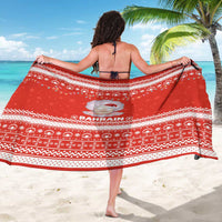 Bahrain Christmas Sarong with Pearl Shell Design Red Snowflake Pattern and Holiday Lights - Wonder Print Shop