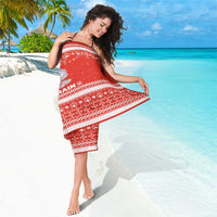 Bahrain Christmas Sarong with Pearl Shell Design Red Snowflake Pattern and Holiday Lights - Wonder Print Shop
