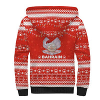 Bahrain Christmas Sherpa Hoodie with Pearl Shell Design Red Snowflake Pattern and Holiday Lights - Wonder Print Shop