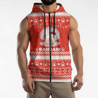 Bahrain Christmas Sleeveless Zip Hoodie with Pearl Shell Design Red Snowflake Pattern and Holiday Lights - Wonder Print Shop