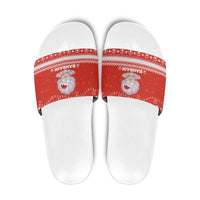 Bahrain Christmas Slide Sandals with Pearl Shell Design Red Snowflake Pattern and Holiday Lights - Wonder Print Shop