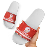 Bahrain Christmas Slide Sandals with Pearl Shell Design Red Snowflake Pattern and Holiday Lights - Wonder Print Shop