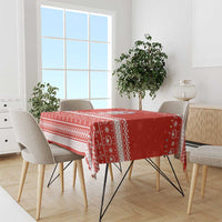 Bahrain Christmas Tablecloth with Pearl Shell Design Red Snowflake Pattern and Holiday Lights - Wonder Print Shop