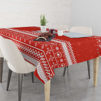 Bahrain Christmas Tablecloth with Pearl Shell Design Red Snowflake Pattern and Holiday Lights - Wonder Print Shop