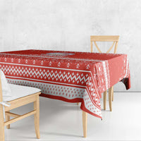 Bahrain Christmas Tablecloth with Pearl Shell Design Red Snowflake Pattern and Holiday Lights - Wonder Print Shop
