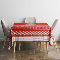 Bahrain Christmas Tablecloth with Pearl Shell Design Red Snowflake Pattern and Holiday Lights - Wonder Print Shop
