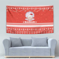 Bahrain Christmas Tapestry with Pearl Shell Design Red Snowflake Pattern and Holiday Lights - Wonder Print Shop