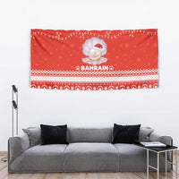 Bahrain Christmas Tapestry with Pearl Shell Design Red Snowflake Pattern and Holiday Lights - Wonder Print Shop
