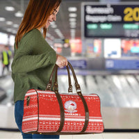 Bahrain Christmas Travel Bag with Pearl Shell Design Red Snowflake Pattern and Holiday Lights - Wonder Print Shop