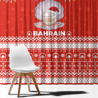 Bahrain Christmas Window Curtain with Pearl Shell Design Red Snowflake Pattern and Holiday Lights - Wonder Print Shop