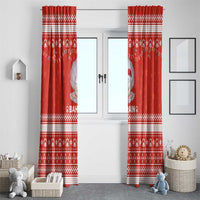 Bahrain Christmas Window Curtain with Pearl Shell Design Red Snowflake Pattern and Holiday Lights - Wonder Print Shop