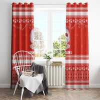Bahrain Christmas Window Curtain with Pearl Shell Design Red Snowflake Pattern and Holiday Lights - Wonder Print Shop